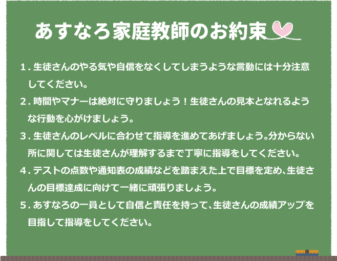 あすなろ家庭教師のお約束