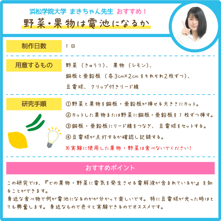 野菜・果物は電池になるか