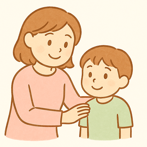 あたたかく子どもを見守る母親