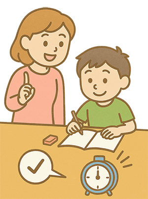 勉強の習慣付けの対策をする親子