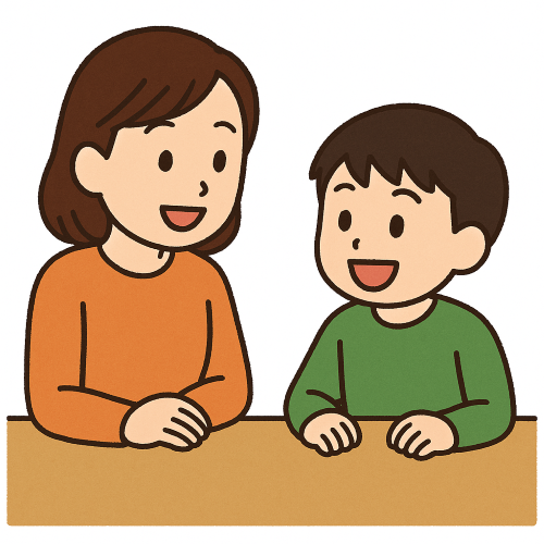 子どもをおだやかに見守る母親