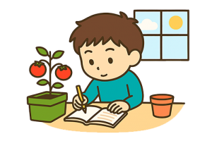 自由研究に取り組む男の子