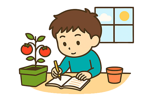 自由研究に取り組む男の子