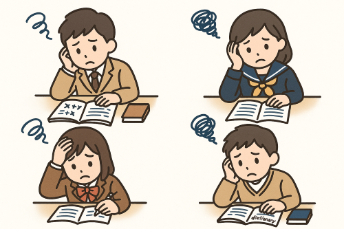 中高生が苦手科目の勉強で苦戦している