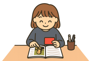 美術のテスト勉強をする女の子