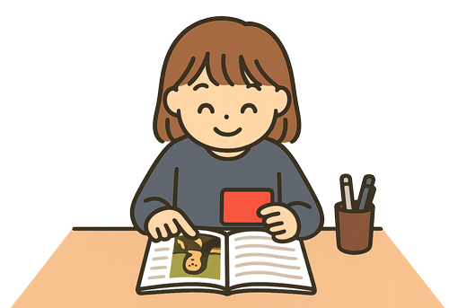 美術のテスト勉強をする女の子