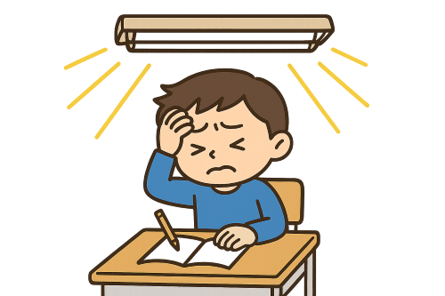感覚過敏で教室の蛍光灯がつらい男の子