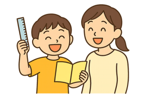 感覚特性をサポートするツールを利用する笑顔の親子