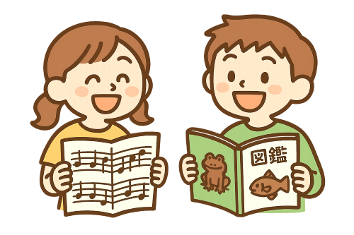 楽しそうに好きなことを勉強する男の子と女の子