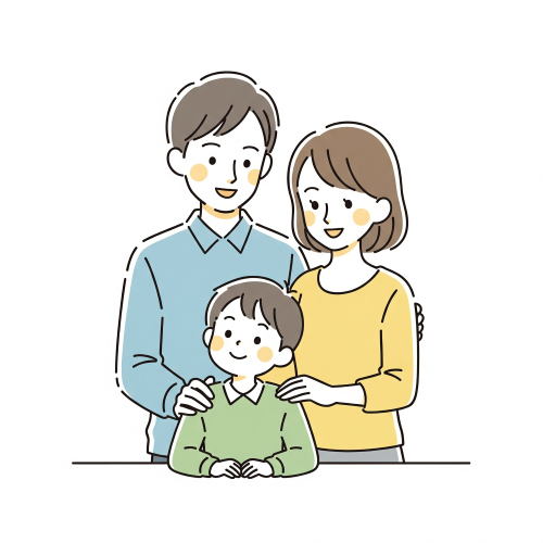 不登校の男の子を見守る両親