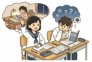 予習してきた女の子と予習なしの男の子