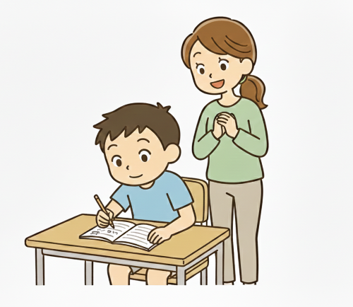 勉強のコツがわかって取り組む男の子