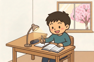 春休み中に勉強習慣をつける男の子re