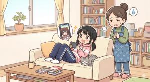 スマホでショート動画ばかり見る女の子