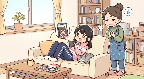 スマホでショート動画ばかり見る女の子