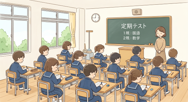 初めての定期テストに挑む中学1年生