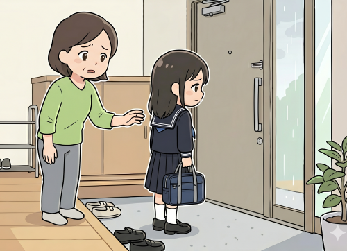 6月病で学校に行くのがつらく感じる女の子