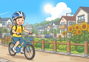夏休みを元気よく過ごす男の子