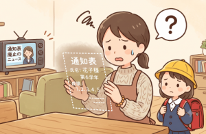 通知表廃止のニュースを見て不安になる母親