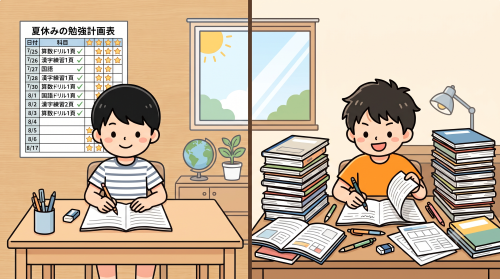 夏休みの宿題は毎日少しずつかまとめてやるか