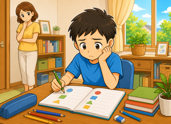 発達障害の特性で勉強につまずく男の子